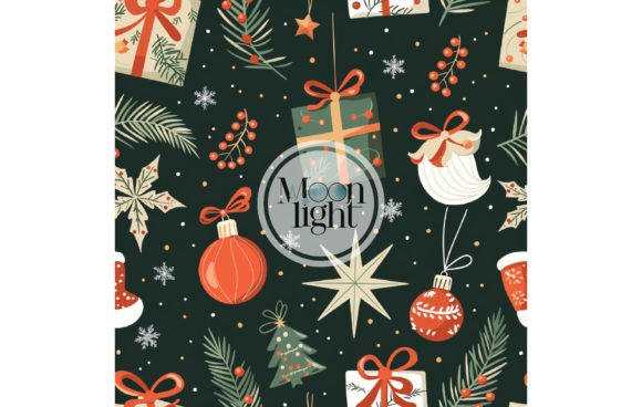 Christmas Seamless Digital Pattern 53: A Decorative Typeface for Holiday Design