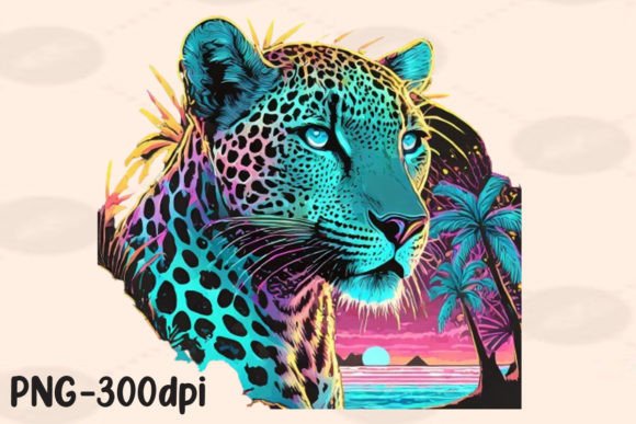 Elevating Visual Content with Summer Vibes Leopard Neon Beach PNG