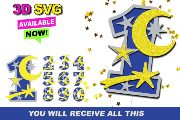 Moon Stars Numbers 3D SVG: Integrating Celestial Design with Numeric Clarity