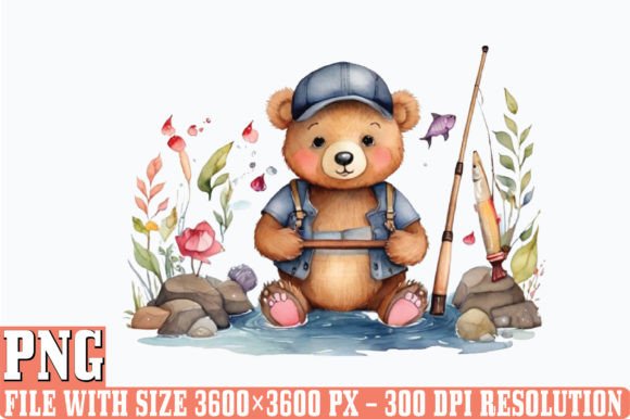 Watercolor Fishing Baby Clipart Sublimat: Merging Whimsy with Practical Crafting